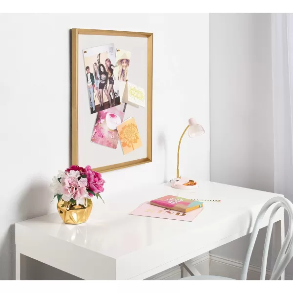 Kate and Laurel Calter Framed Linen Fabric Pinboard 295x295 Gold Modern Wall Organizer for Home or OfficeGold