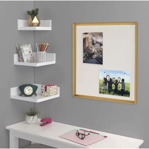 Kate and Laurel Calter Framed Linen Fabric Pinboard 295x295 Gold Modern Wall Organizer for Home or OfficeGold