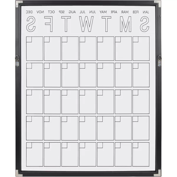 Kate and Laurel Calter Modern Acrylic Dry Erase Wall Calendar 255 x 315 Black Chic Transparent Whiteboard Calendar for Wall