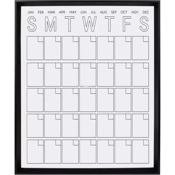 Kate and Laurel Calter Modern Acrylic Dry Erase Wall Calendar 255 x 315 Black Chic Transparent Whiteboard Calendar for Wall