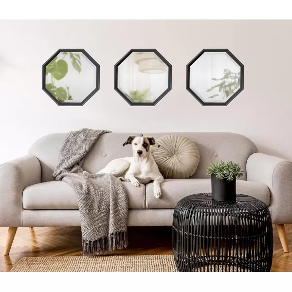 Kate and Laurel Calter Modern Large Octagon Frame Wall Mirror 315 x 315 GoldBlack