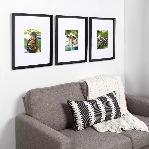 Kate and Laurel Calter Modern Wall Picture Frame Set of 3 16x20 matted to 8x10 Natural Modern ThreePiece Frame Set for Gallery Wall Frame Set in Living Room Wall DcorBlack