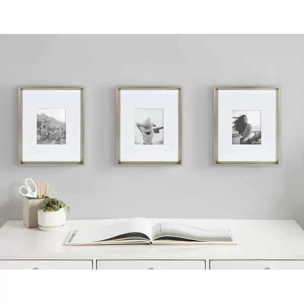 Kate and Laurel Calter Modern Wall Picture Frame Set of 3 16x20 matted to 8x10 Natural Modern ThreePiece Frame Set for Gallery Wall Frame Set in Living Room Wall DcorSilver