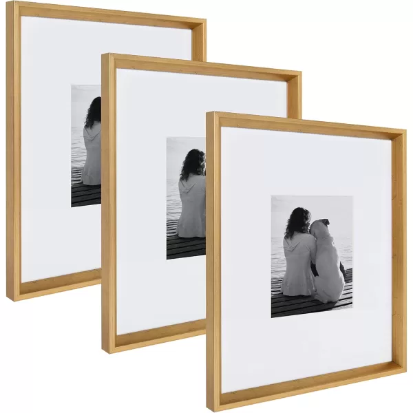 Kate and Laurel Calter Modern Wall Picture Frame Set of 3 16x20 matted to 8x10 Natural Modern ThreePiece Frame Set for Gallery Wall Frame Set in Living Room Wall DcorGold