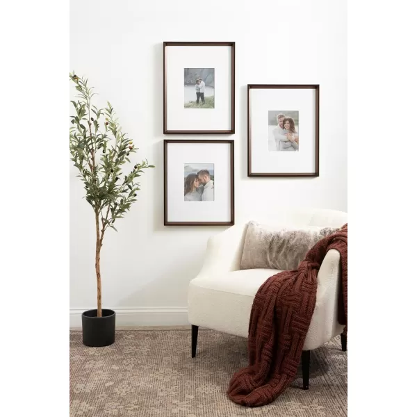Kate and Laurel Calter Modern Wall Picture Frame Set of 3 16x20 matted to 8x10 Natural Modern ThreePiece Frame Set for Gallery Wall Frame Set in Living Room Wall DcorBronze