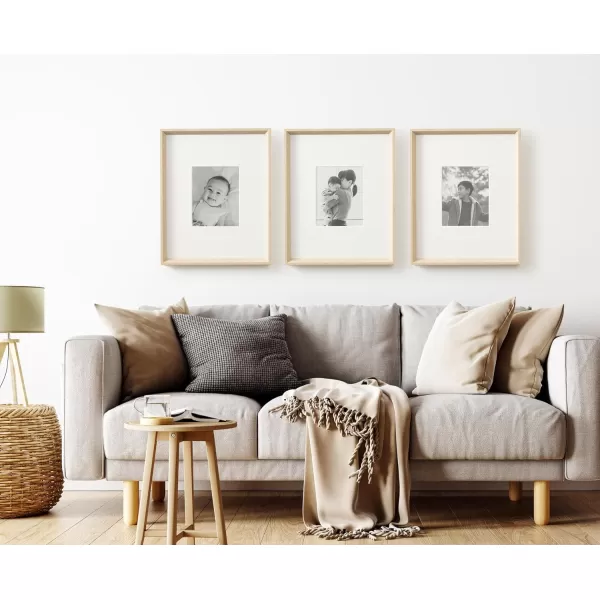 Kate and Laurel Calter Modern Wall Picture Frame Set of 3 16x20 matted to 8x10 Natural Modern ThreePiece Frame Set for Gallery Wall Frame Set in Living Room Wall DcorNatural