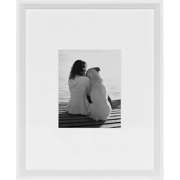 Kate and Laurel Calter Modern Wall Picture Frame Set of 3 16x20 matted to 8x10 Natural Modern ThreePiece Frame Set for Gallery Wall Frame Set in Living Room Wall DcorWhite