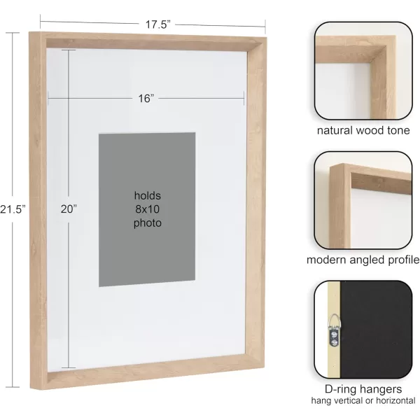 Kate and Laurel Calter Modern Wall Picture Frame Set of 3 16x20 matted to 8x10 Natural Modern ThreePiece Frame Set for Gallery Wall Frame Set in Living Room Wall DcorNatural