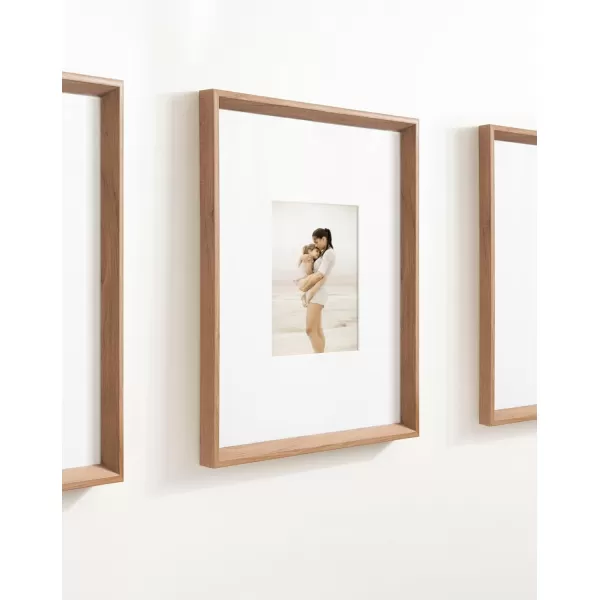 Kate and Laurel Calter Modern Wall Picture Frame Set of 3 16x20 matted to 8x10 Natural Modern ThreePiece Frame Set for Gallery Wall Frame Set in Living Room Wall DcorBrown