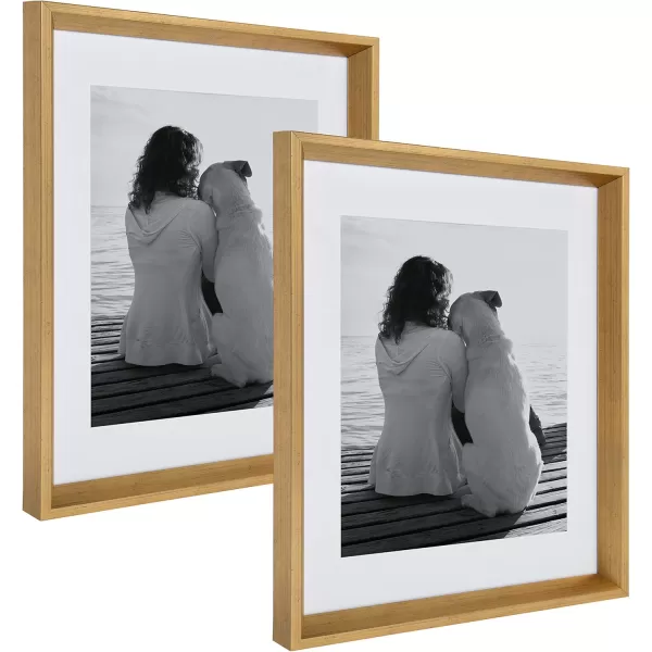 Kate and Laurel Calter Modern Wall Picture Frame Set of 3 16x20 matted to 8x10 Natural Modern ThreePiece Frame Set for Gallery Wall Frame Set in Living Room Wall DcorGold