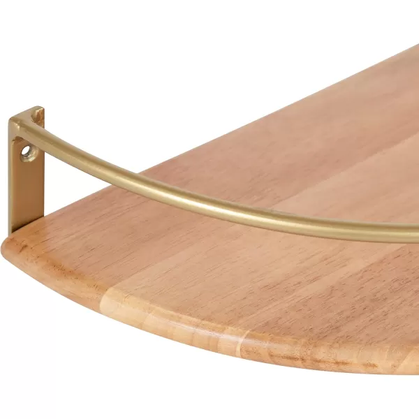 Kate and Laurel Camryn Boho Half Moon Wall Shelf Set Set of 2 Natural Wood and Gold Decorative Bohemian Half Circle Shelf for Household Storage and Boho DecorNaturalGold
