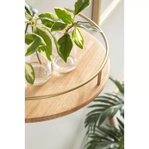 Kate and Laurel Camryn Boho Half Moon Wall Shelf Set Set of 2 Natural Wood and Gold Decorative Bohemian Half Circle Shelf for Household Storage and Boho DecorNaturalGold