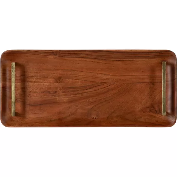 Kate and Laurel Cantwell MidCentury Modern Wood Tray 18 x 8 Walnut Brown Decorative Tray for Serving Storage and Display