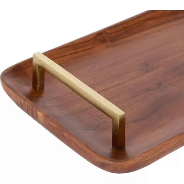 Kate and Laurel Cantwell MidCentury Modern Wood Tray 18 x 8 Walnut Brown Decorative Tray for Serving Storage and Display