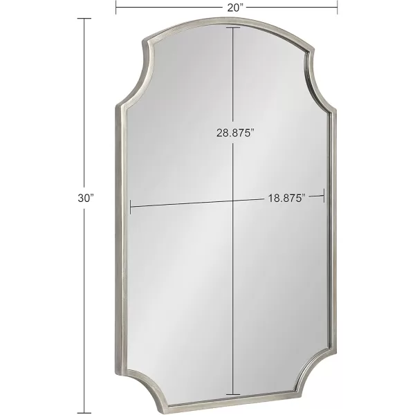 Kate and Laurel Carlow Modern Scalloped Mirror 20 x 30 Silver Glamorous and Contemporary Decorative Wall Mirror with Scalloped Corners and Rounded EdgesSilver