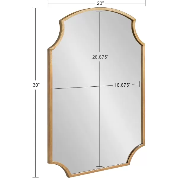 Kate and Laurel Carlow Modern Scalloped Mirror 20 x 30 Silver Glamorous and Contemporary Decorative Wall Mirror with Scalloped Corners and Rounded EdgesGold