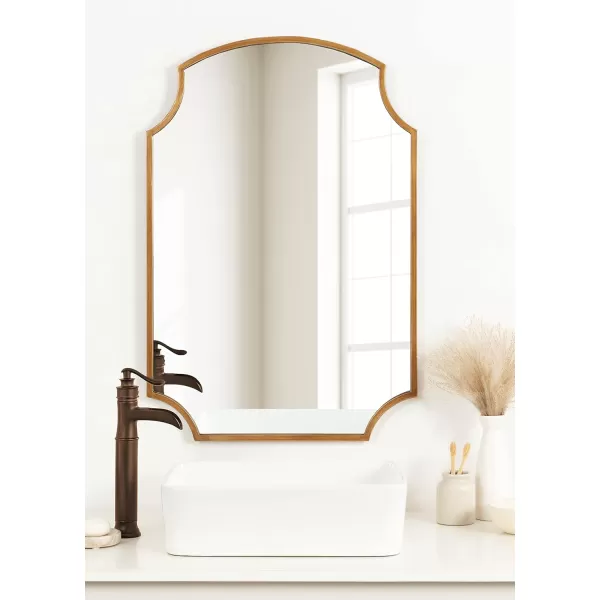 Kate and Laurel Carlow Modern Scalloped Mirror 20 x 30 Silver Glamorous and Contemporary Decorative Wall Mirror with Scalloped Corners and Rounded EdgesGold