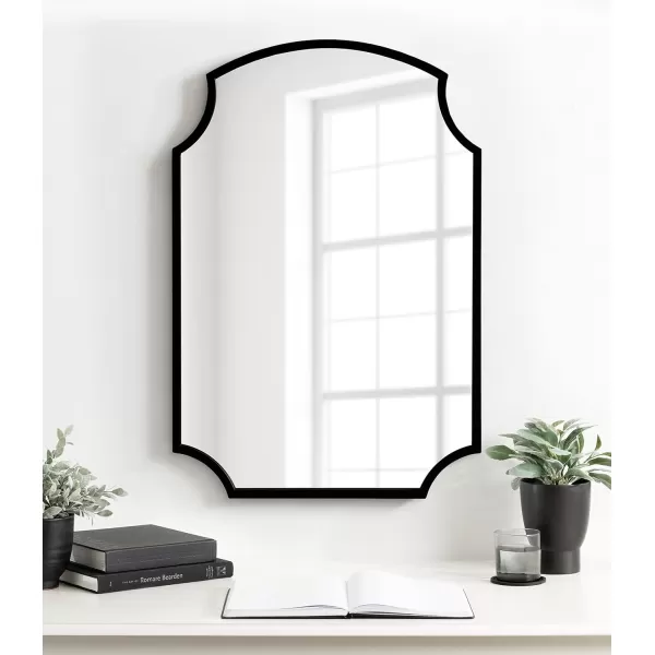 Kate and Laurel Carlow Modern Scalloped Mirror 20 x 30 Silver Glamorous and Contemporary Decorative Wall Mirror with Scalloped Corners and Rounded EdgesBlack