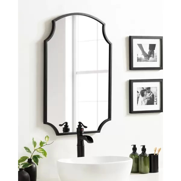 Kate and Laurel Carlow Modern Scalloped Mirror 20 x 30 Silver Glamorous and Contemporary Decorative Wall Mirror with Scalloped Corners and Rounded EdgesBlack