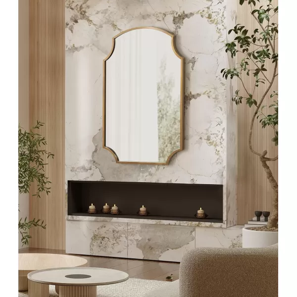 Kate and Laurel Carlow Modern Scalloped Mirror 20 x 30 Silver Glamorous and Contemporary Decorative Wall Mirror with Scalloped Corners and Rounded EdgesGold