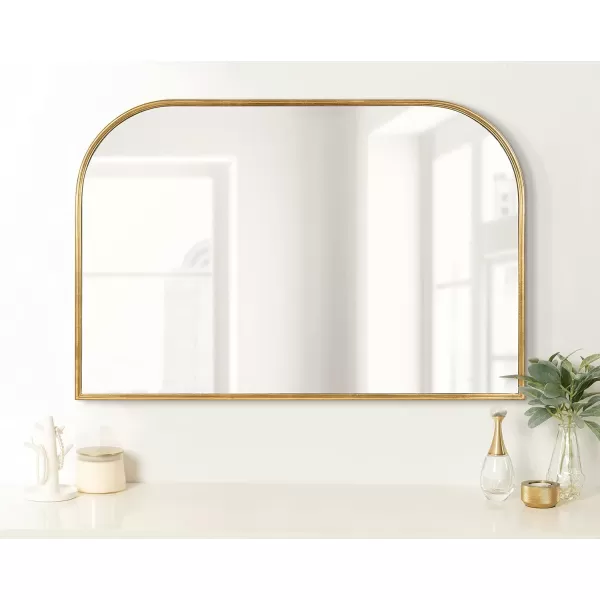 Kate and Laurel Caskill Modern Arched Wall Mirror 20 x 34 Black Decorative Tall Bathroom Mirror for Wall Decor with Rounded Arch Mirror Frame and Sophisticated LookGold