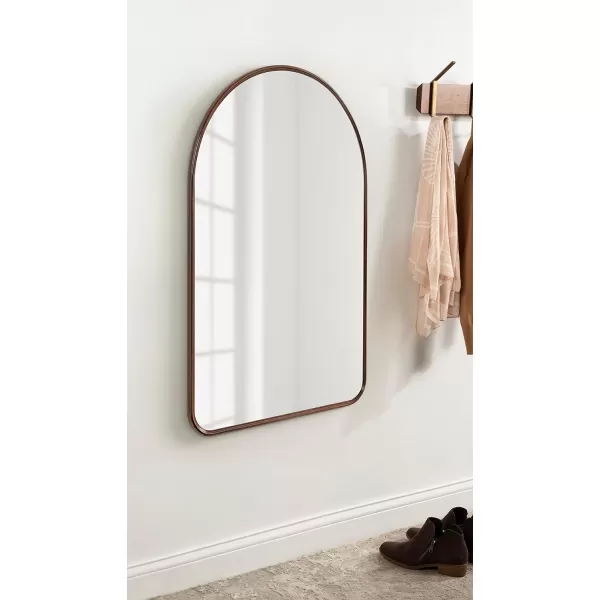 Kate and Laurel Caskill Modern Arched Wall Mirror 20 x 34 Black Decorative Tall Bathroom Mirror for Wall Decor with Rounded Arch Mirror Frame and Sophisticated LookBronze