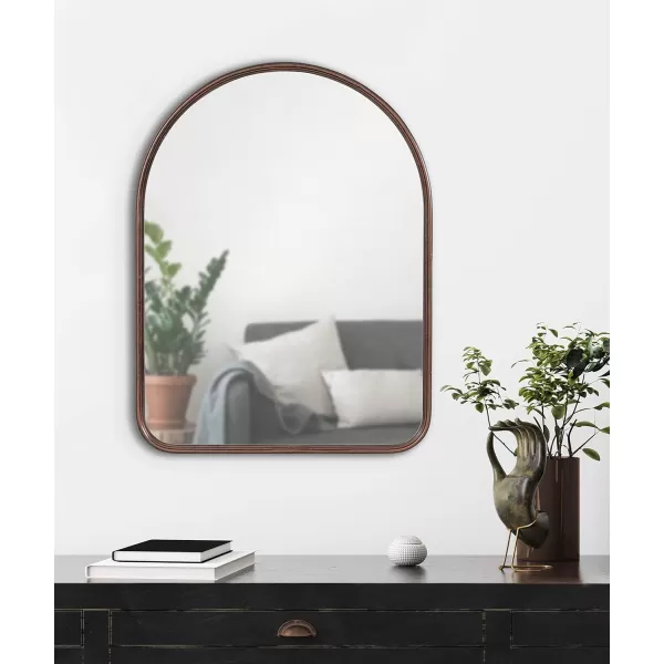 Kate and Laurel Caskill Modern Arched Wall Mirror 20 x 34 Black Decorative Tall Bathroom Mirror for Wall Decor with Rounded Arch Mirror Frame and Sophisticated LookBronze