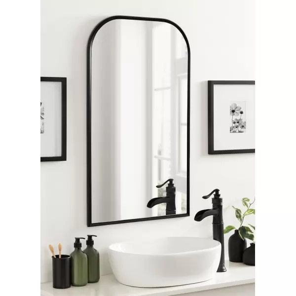 Kate and Laurel Caskill Modern Arched Wall Mirror 20 x 34 Black Decorative Tall Bathroom Mirror for Wall Decor with Rounded Arch Mirror Frame and Sophisticated LookBlack