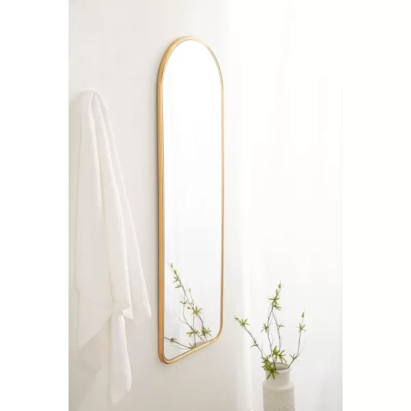 Kate and Laurel Caskill Modern Arched Wall Mirror 20 x 34 Black Decorative Tall Bathroom Mirror for Wall Decor with Rounded Arch Mirror Frame and Sophisticated LookGold