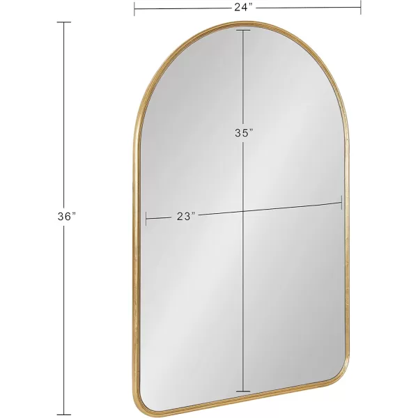 Kate and Laurel Caskill Modern Arched Wall Mirror 20 x 34 Black Decorative Tall Bathroom Mirror for Wall Decor with Rounded Arch Mirror Frame and Sophisticated LookGold