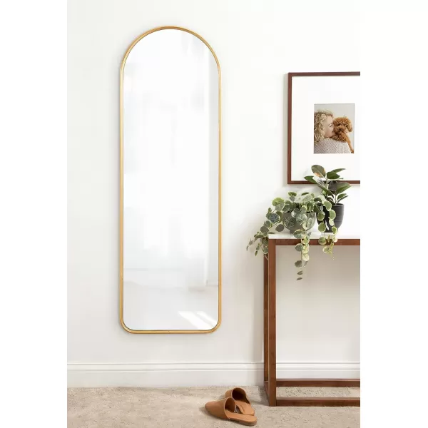 Kate and Laurel Caskill Modern Arched Wall Mirror 20 x 34 Black Decorative Tall Bathroom Mirror for Wall Decor with Rounded Arch Mirror Frame and Sophisticated LookGold