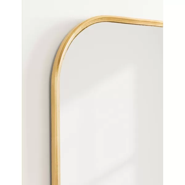 Kate and Laurel Caskill Modern Arched Wall Mirror 20 x 34 Black Decorative Tall Bathroom Mirror for Wall Decor with Rounded Arch Mirror Frame and Sophisticated LookGold