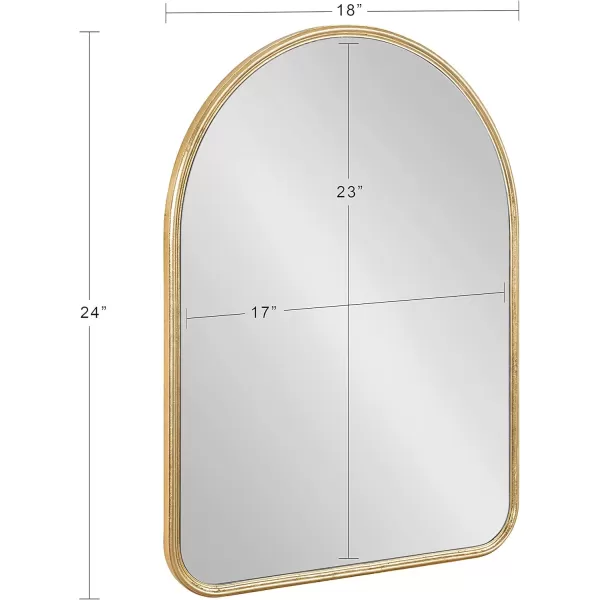 Kate and Laurel Caskill Modern Arched Wall Mirror 20 x 34 Black Decorative Tall Bathroom Mirror for Wall Decor with Rounded Arch Mirror Frame and Sophisticated LookGold