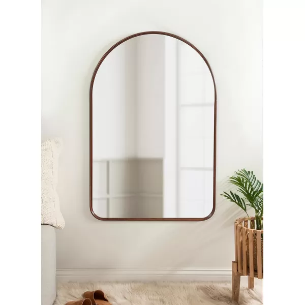 Kate and Laurel Caskill Modern Arched Wall Mirror 20 x 34 Black Decorative Tall Bathroom Mirror for Wall Decor with Rounded Arch Mirror Frame and Sophisticated LookBronze