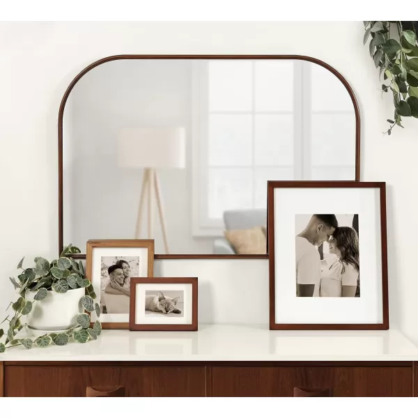 Kate and Laurel Caskill Modern Arched Wall Mirror 20 x 34 Black Decorative Tall Bathroom Mirror for Wall Decor with Rounded Arch Mirror Frame and Sophisticated LookBronze