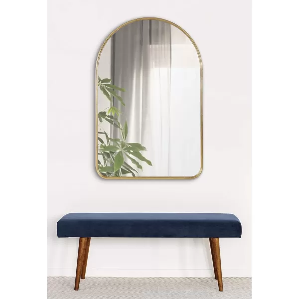 Kate and Laurel Caskill Modern Arched Wall Mirror 20 x 34 Black Decorative Tall Bathroom Mirror for Wall Decor with Rounded Arch Mirror Frame and Sophisticated LookGold