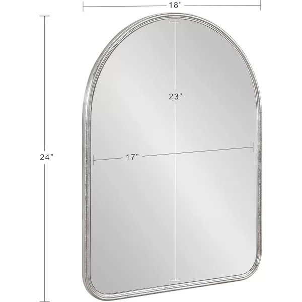 Kate and Laurel Caskill Modern Arched Wall Mirror 20 x 34 Black Decorative Tall Bathroom Mirror for Wall Decor with Rounded Arch Mirror Frame and Sophisticated LookSilver