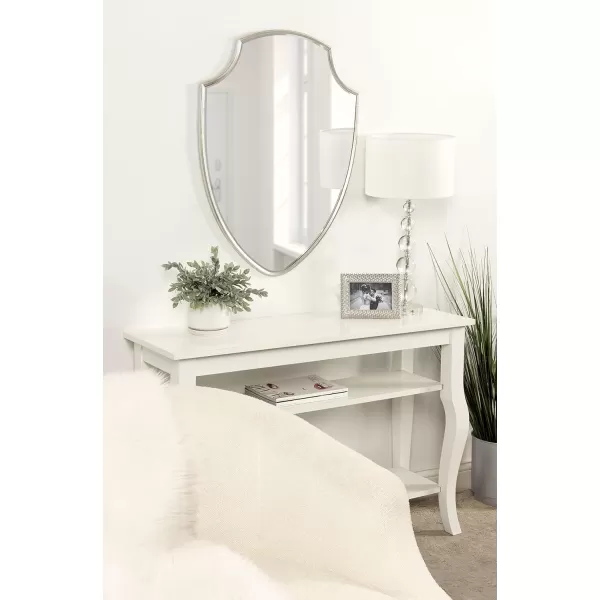 Kate and Laurel Caskill Ornate Metal Shield Wall Mirror 24 x 32 Gold Decorative Traditional Glam Mirror with Scalloped Shield Shape and Elegant FinishSilver