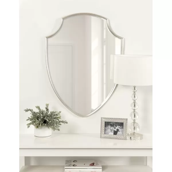 Kate and Laurel Caskill Ornate Metal Shield Wall Mirror 24 x 32 Gold Decorative Traditional Glam Mirror with Scalloped Shield Shape and Elegant FinishSilver