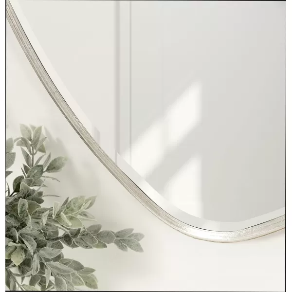 Kate and Laurel Caskill Ornate Metal Shield Wall Mirror 24 x 32 Gold Decorative Traditional Glam Mirror with Scalloped Shield Shape and Elegant FinishSilver