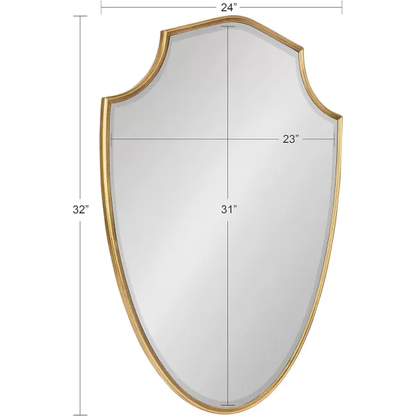Kate and Laurel Caskill Ornate Metal Shield Wall Mirror 24 x 32 Gold Decorative Traditional Glam Mirror with Scalloped Shield Shape and Elegant FinishGold