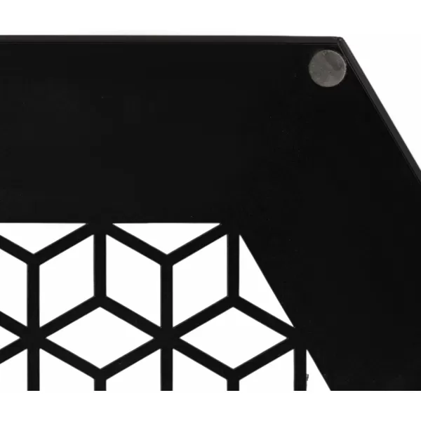 Kate and Laurel Caspen Cut Out Pattern Decorative Hexagon Tray with Gold Metal Handles 16 x 18 White and Gold Modern Glam Serving Tray with Handles for Living Room DecorBlack