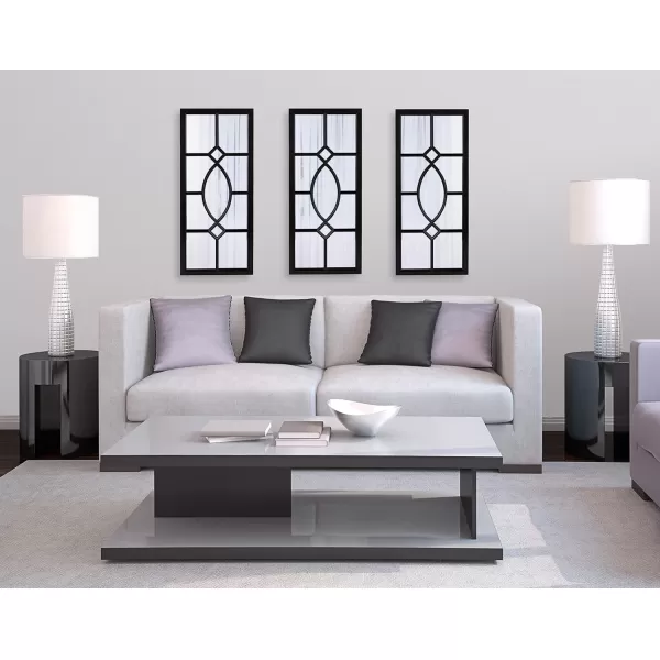 Kate and Laurel Cassat Casual Modern Window Wall Accent Mirror WhiteBlack