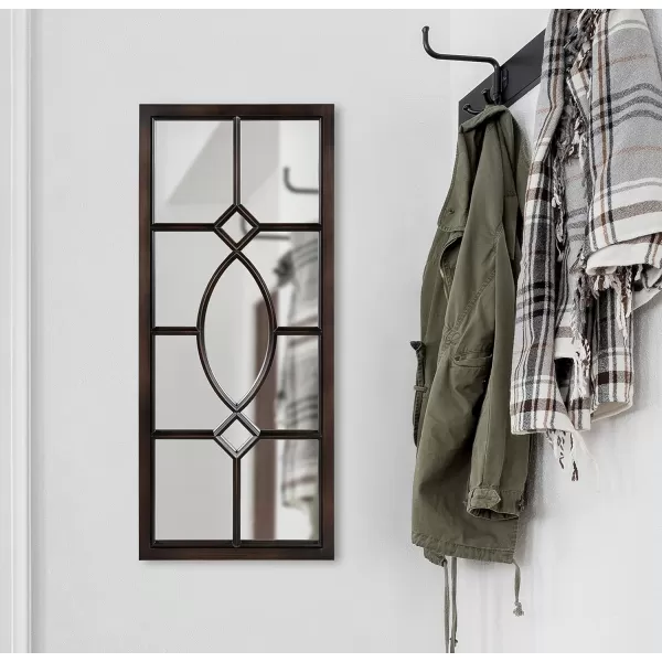 Kate and Laurel Cassat Casual Modern Window Wall Accent Mirror WhiteBronze