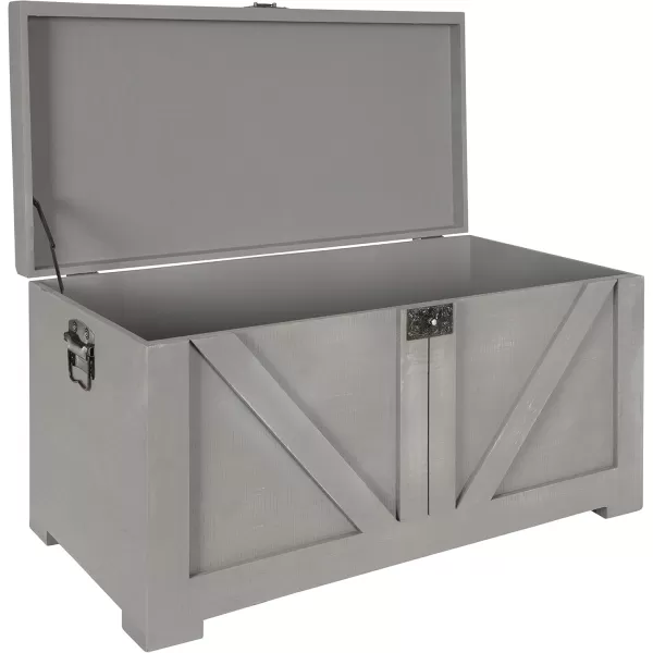 Kate and Laurel Cates Classic Farmhouse Small Wooden Storage Chest Trunk Gray Modern Farmhouse Decorative Storage ChestGrey