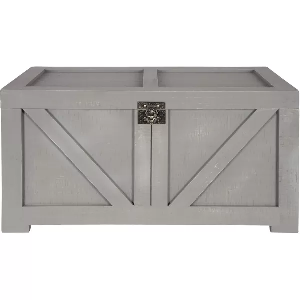 Kate and Laurel Cates Classic Farmhouse Small Wooden Storage Chest Trunk Gray Modern Farmhouse Decorative Storage ChestGrey