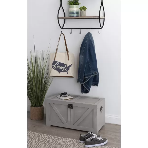 Kate and Laurel Cates Classic Farmhouse Small Wooden Storage Chest Trunk Gray Modern Farmhouse Decorative Storage ChestGrey