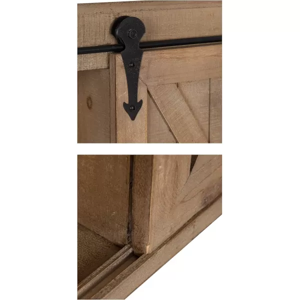 Kate and Laurel Cates Decorative Wood Wall Storage Cabinet with Rectangle Mirror and Sliding Barn Door 22 x 28 Rustic Gray Farmhouse Decor for Wall StorageRustic Brown
