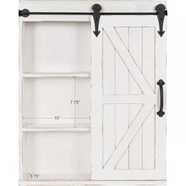 Kate and Laurel Cates Decorative Wood Wall Storage Cabinet with Rectangle Mirror and Sliding Barn Door 22 x 28 Rustic Gray Farmhouse Decor for Wall StorageWhite