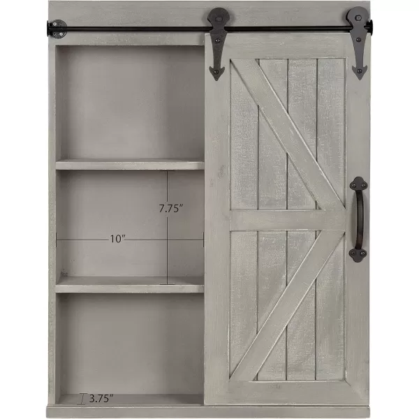 Kate and Laurel Cates Decorative Wood Wall Storage Cabinet with Rectangle Mirror and Sliding Barn Door 22 x 28 Rustic Gray Farmhouse Decor for Wall StorageGrey